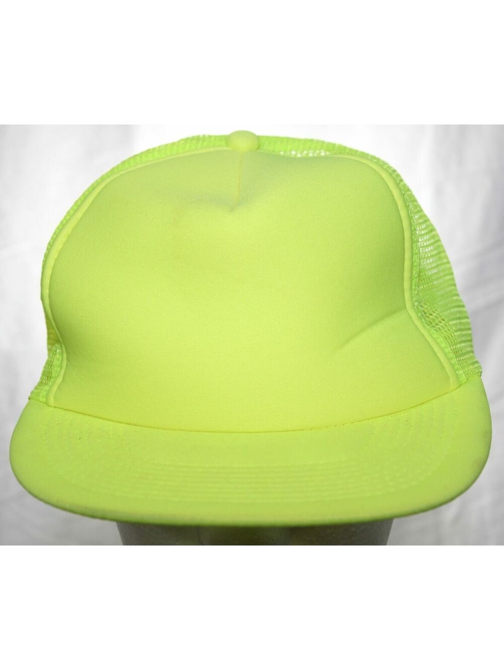 Vintage Plain Blank Front Cameo Trucker Hat Neon Safety Yellow Snapback Cap 1Sz